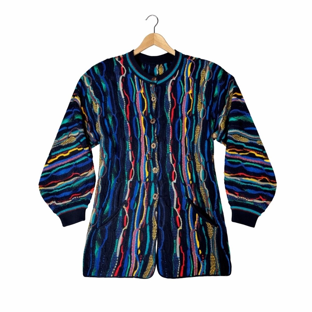 Vintage 90s Purely Australian Clothing Multicolor L Knit Sweater Cardigan Rare